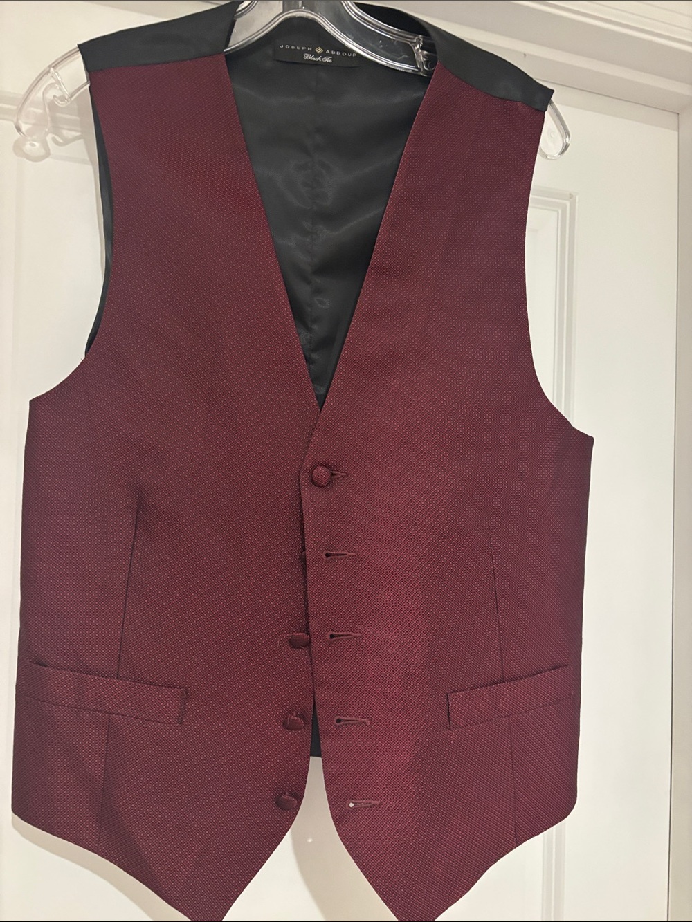 Joseph Abboud Men's Wine Textured Dress Vest with Black Back